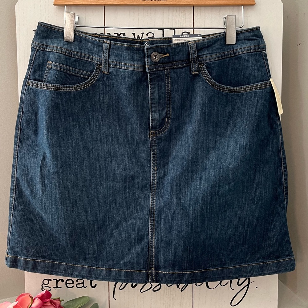 St. John’s Bay Dark Wash Mid-Rise Denim Skort